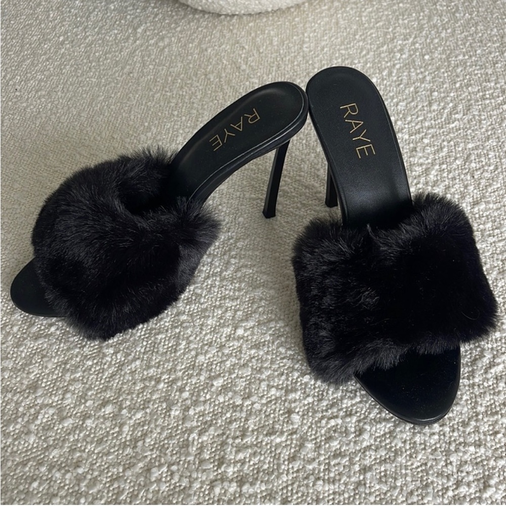 Revolve Black Fur Heels